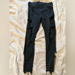 American Eagle black ripped skinny jeans size 8